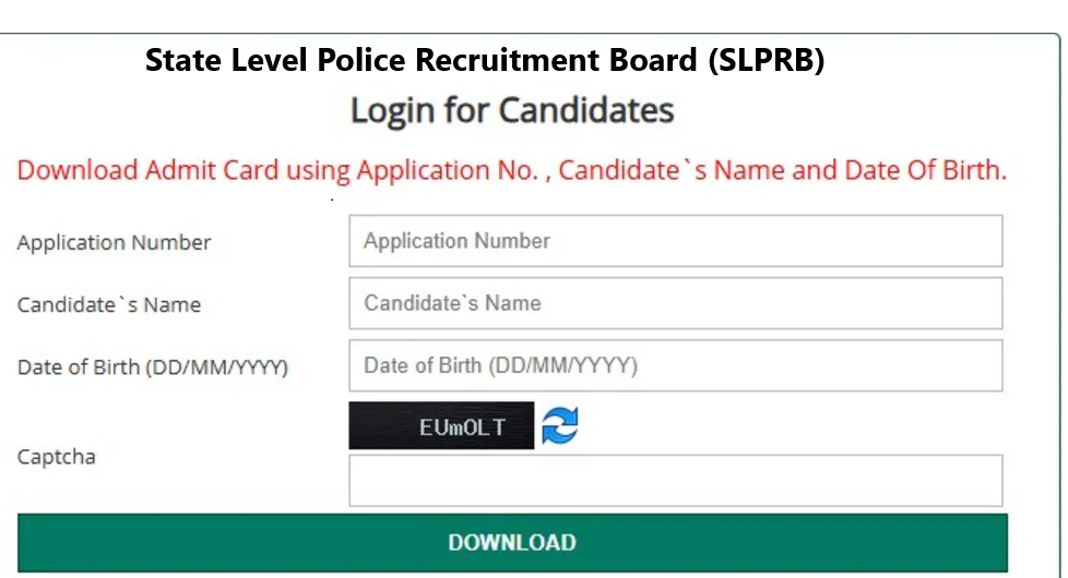 Assam Police SI Admit Card