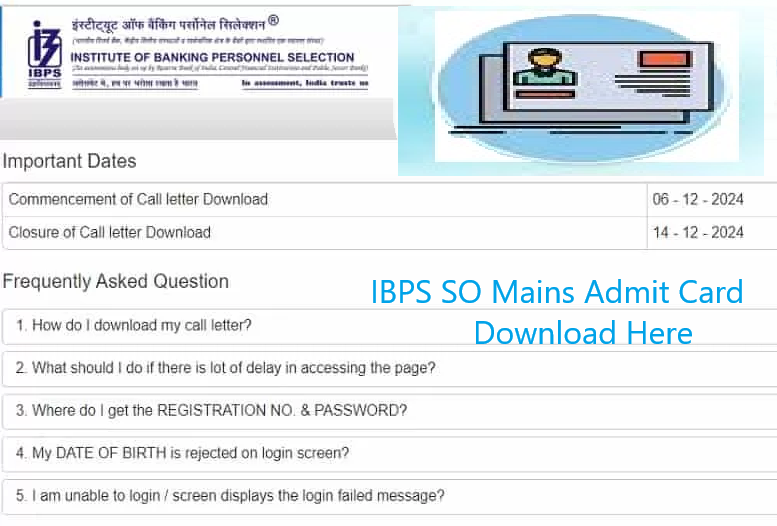 IBPS SO Mains Admit Card